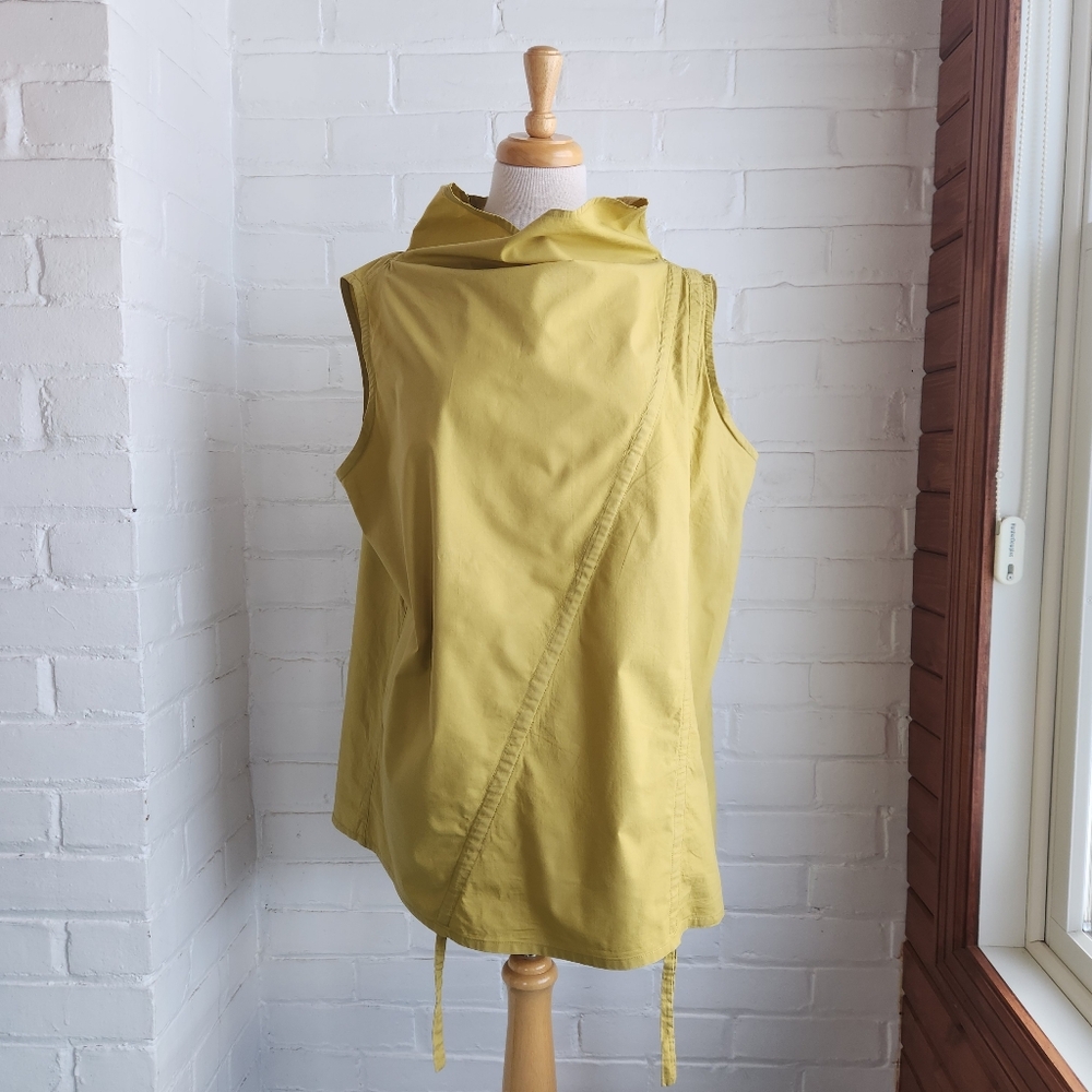 Kaliyana Akiko Top Cotton Sleeveless Long Lime Green Lagenlook Size 2 M/L - Picture 2 of 7